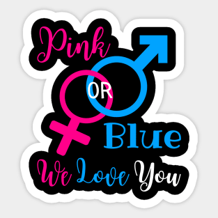 Gender Reveal Party New Parents - Pink Or Blue We Love You Sticker